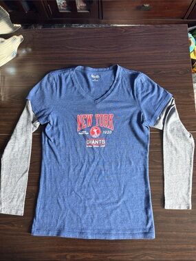 Touch NFL New York Giants Women's Layered-Look Long Sleeve Tee - Blue/Gray